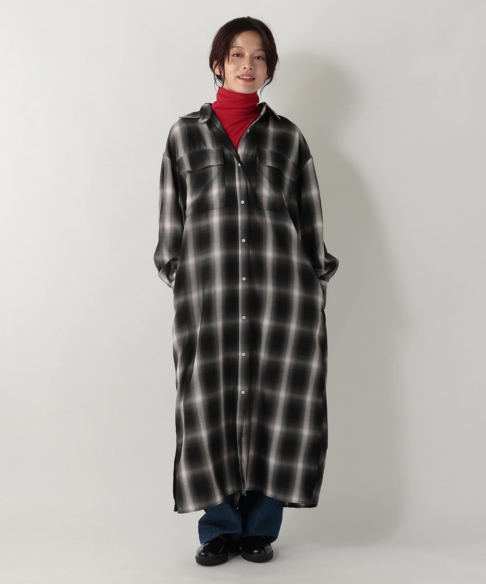 ワンピース オンブレチェックシャツワンピース
