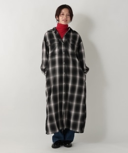 オンブレチェックシャツワンピース