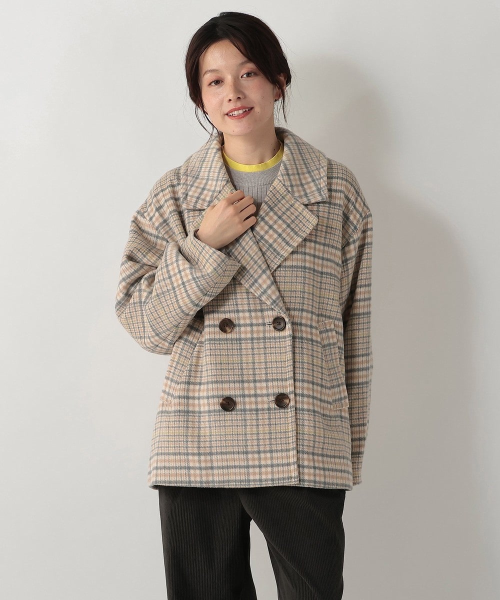 アウター チェックシャギーPコート