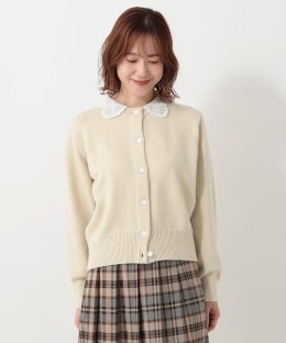 レース襟付きカーディガン