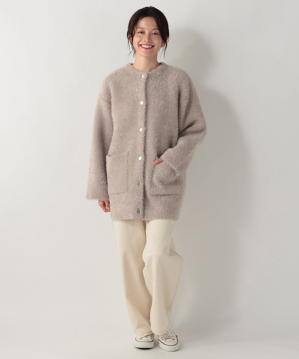 シャギーニットノーカラーコート