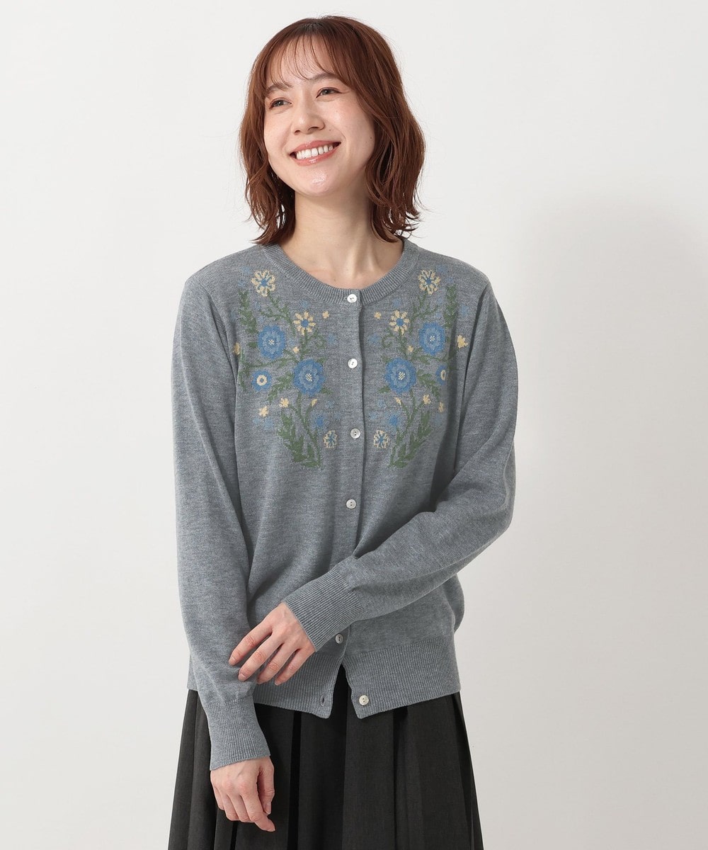 ニット フラワージャカードカーディガン