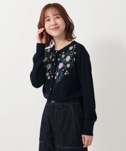 フラワージャカードカーディガン