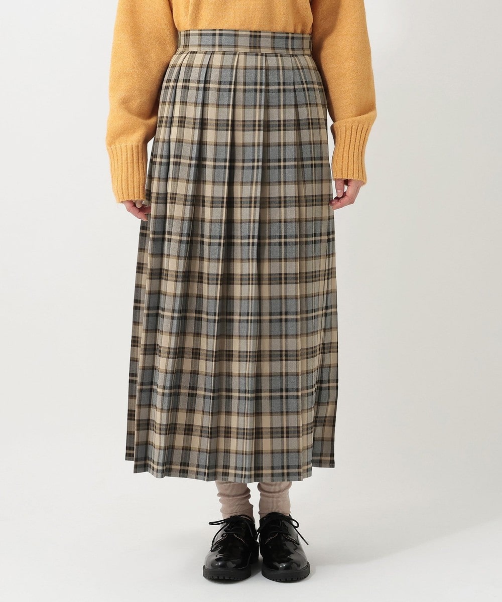 パンツ・スカート チェックワイドプリーツスカート