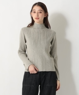 モックネックリブプルオーバー