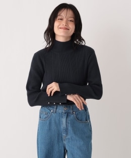 モックネックリブプルオーバー