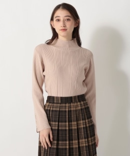 モックネックリブプルオーバー