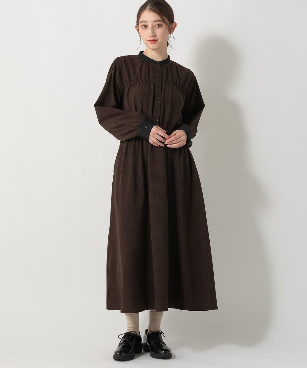 ワンピース チェックシャーリングワンピース