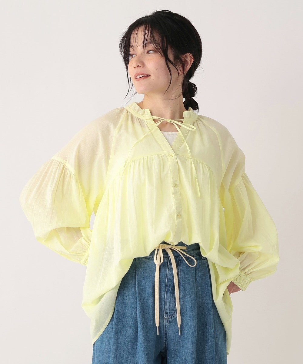 シャツ・ブラウス インド綿ボイルフリルブラウス