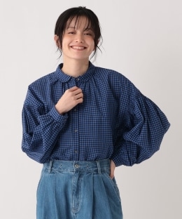 インド綿チェックブラウス
