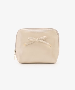 フェイクレザーリボンティッシュケースポーチ