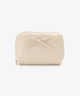 フェイクレザーリボンスクエアポーチ