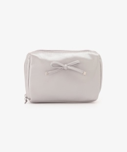 フェイクレザーリボンスクエアポーチ