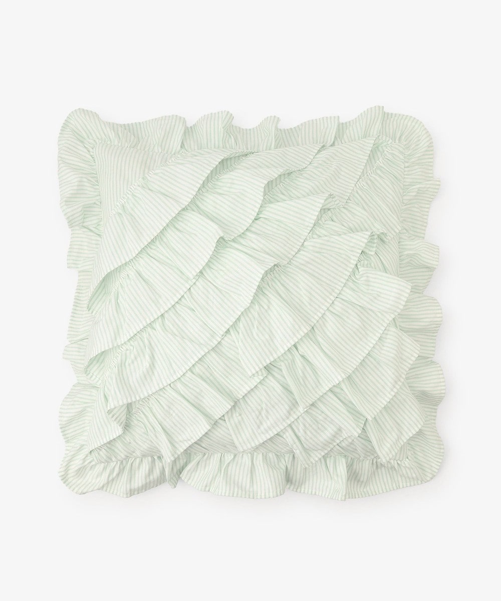 クッション・マット・トイレタリー ストライプフリルクッションカバー