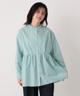 ストライプブロードペプラムブラウス