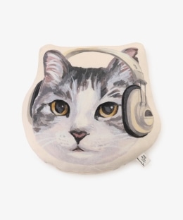 ダイカットクッション/ヘッドフォン/Cat's NapTime