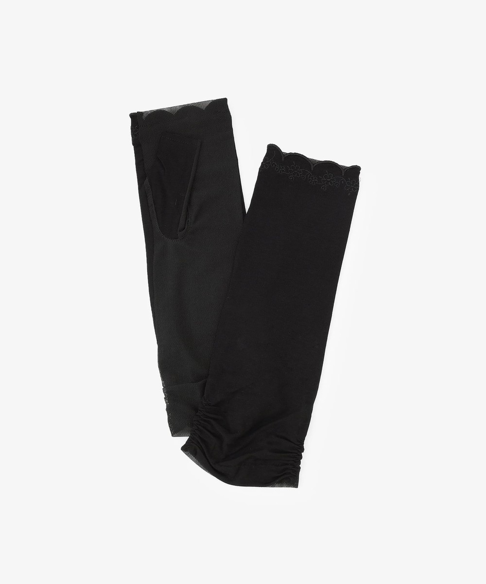 グローブ・手袋 スカラップ刺繍UVアームカバー/ショート/接触冷感