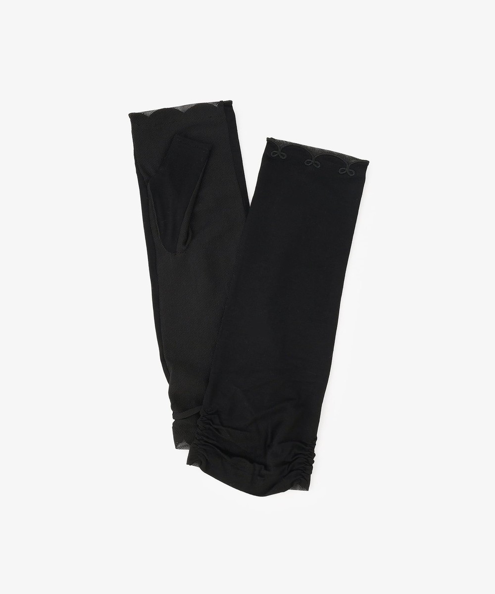 グローブ・手袋 スカラップリボン刺繍UVアームカバー/ショート/接触冷感