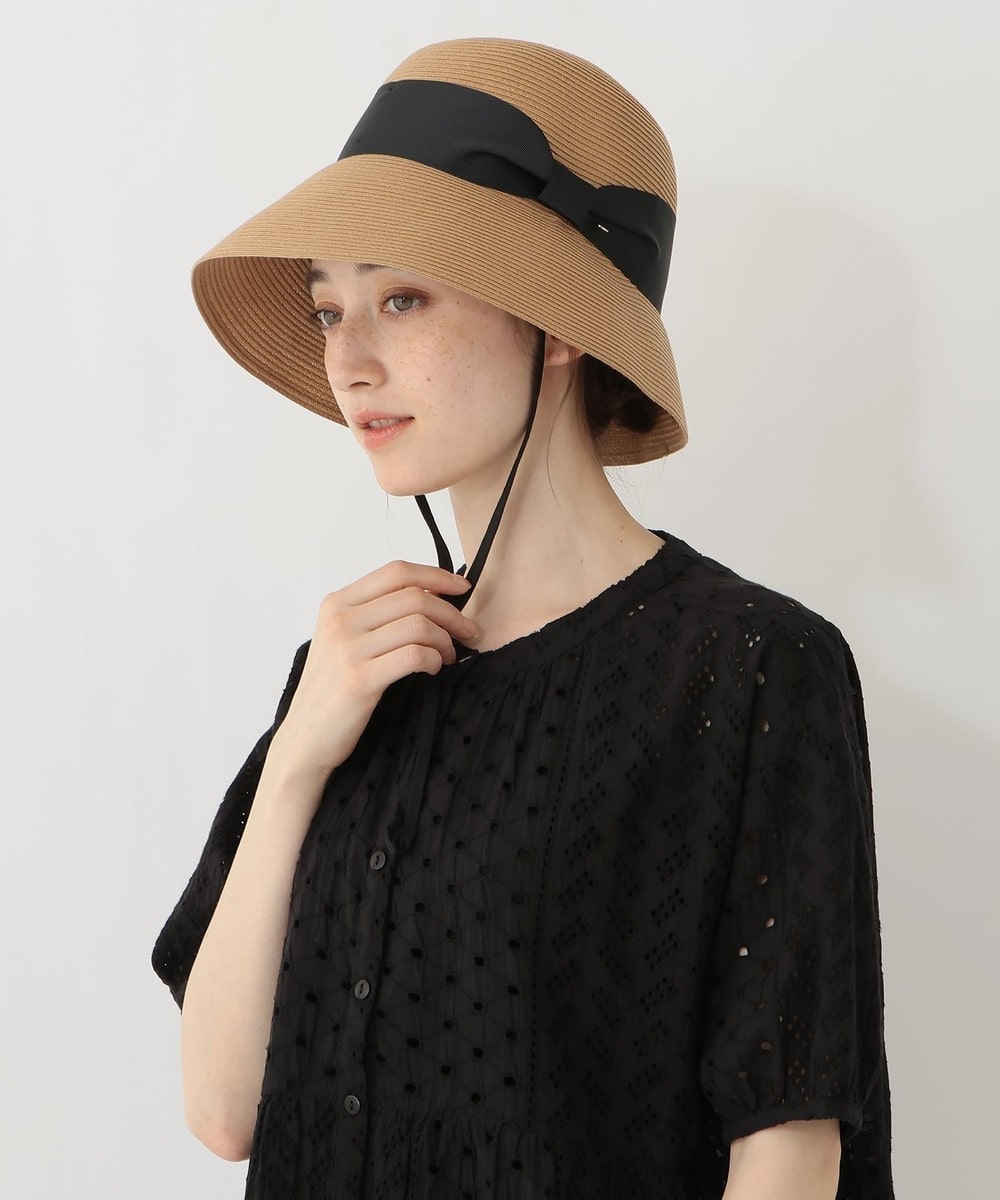 帽子 【UVカット 洗える】リボンチャームハット