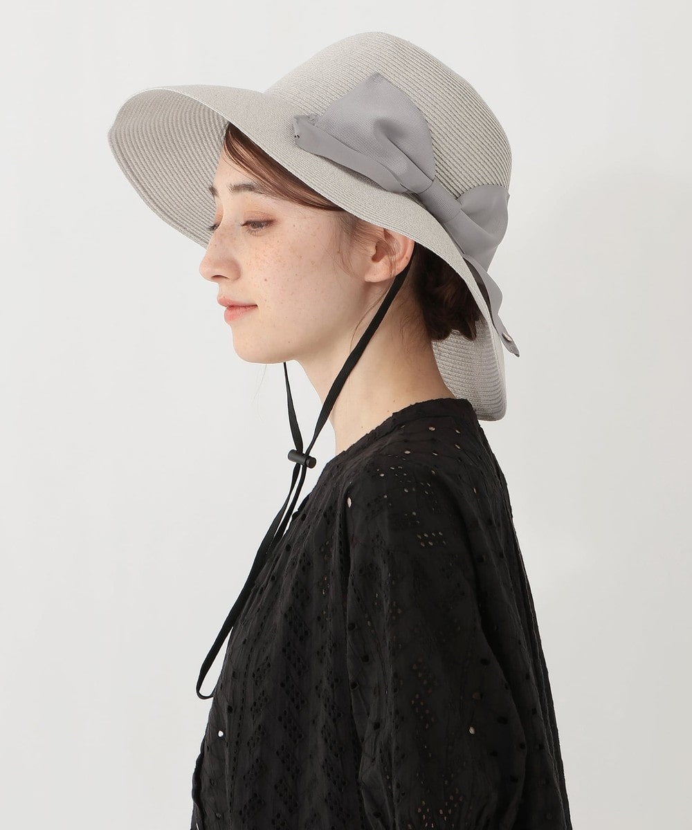 帽子 洗えるビッグリボンUVハット