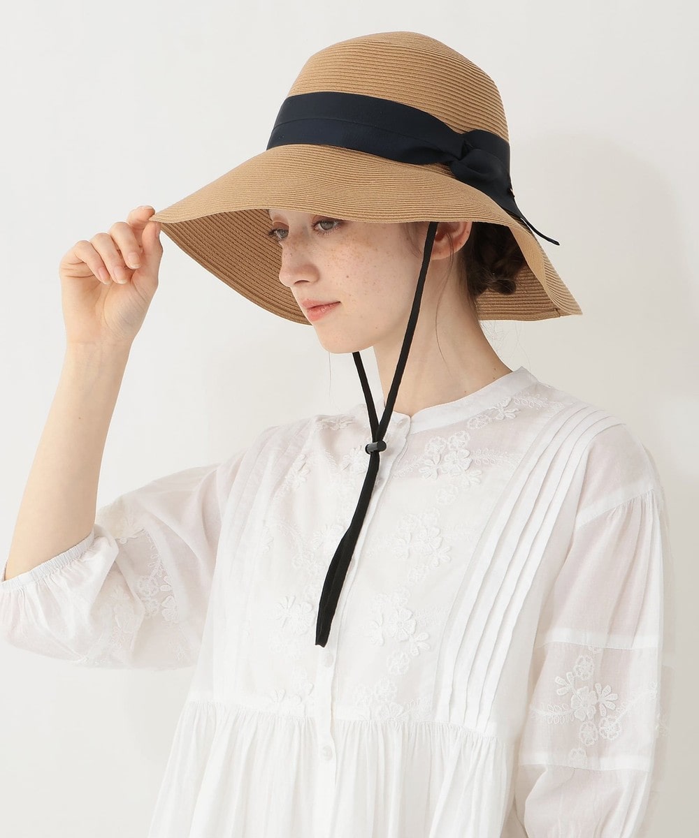 帽子 洗えるシンプルリボンUVハット