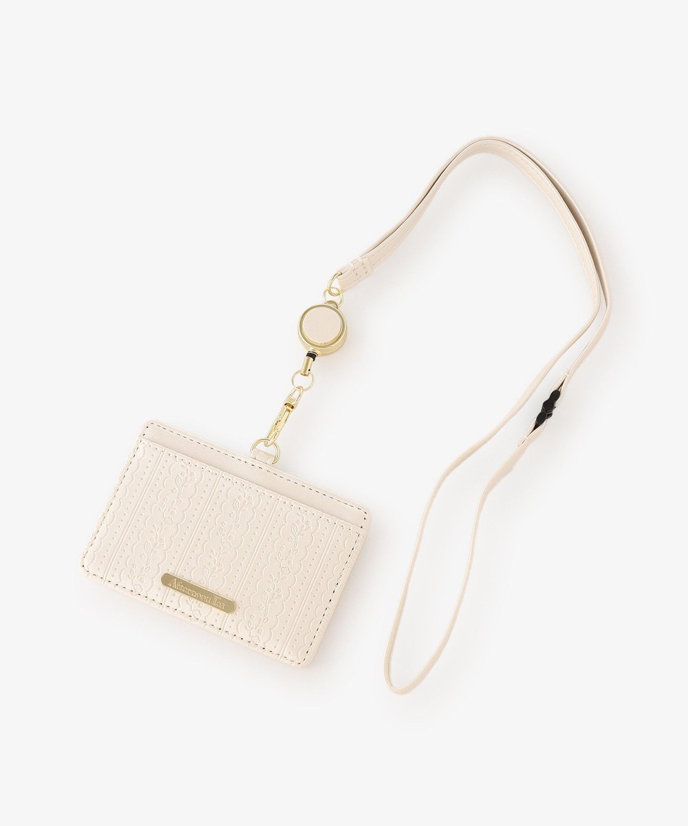 パスケース・IDケース 型押しレースコードリール付きＩＤケース