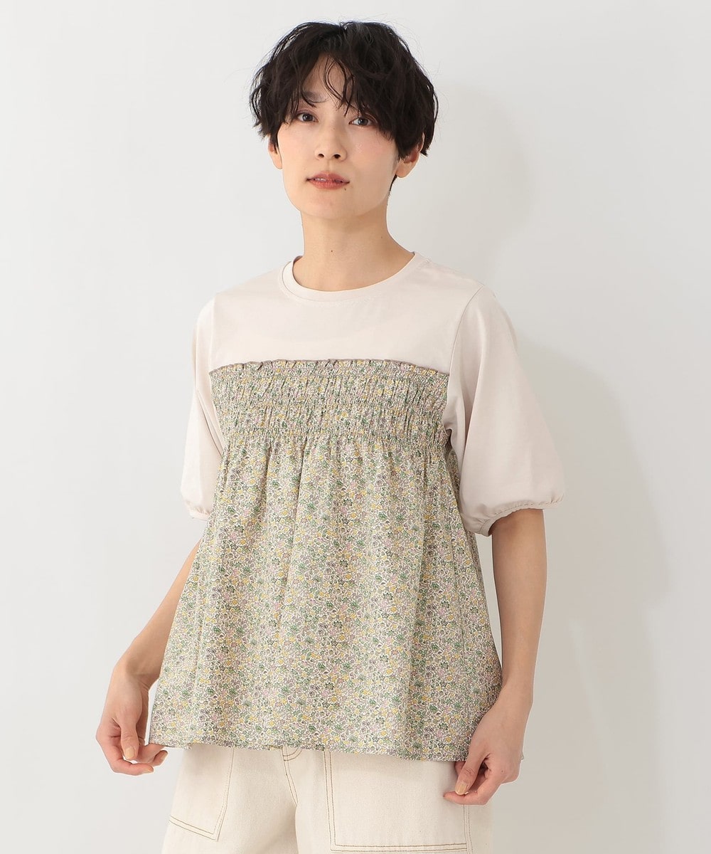 Tシャツ・カットソー 切替プルオーバー/リバティプリント