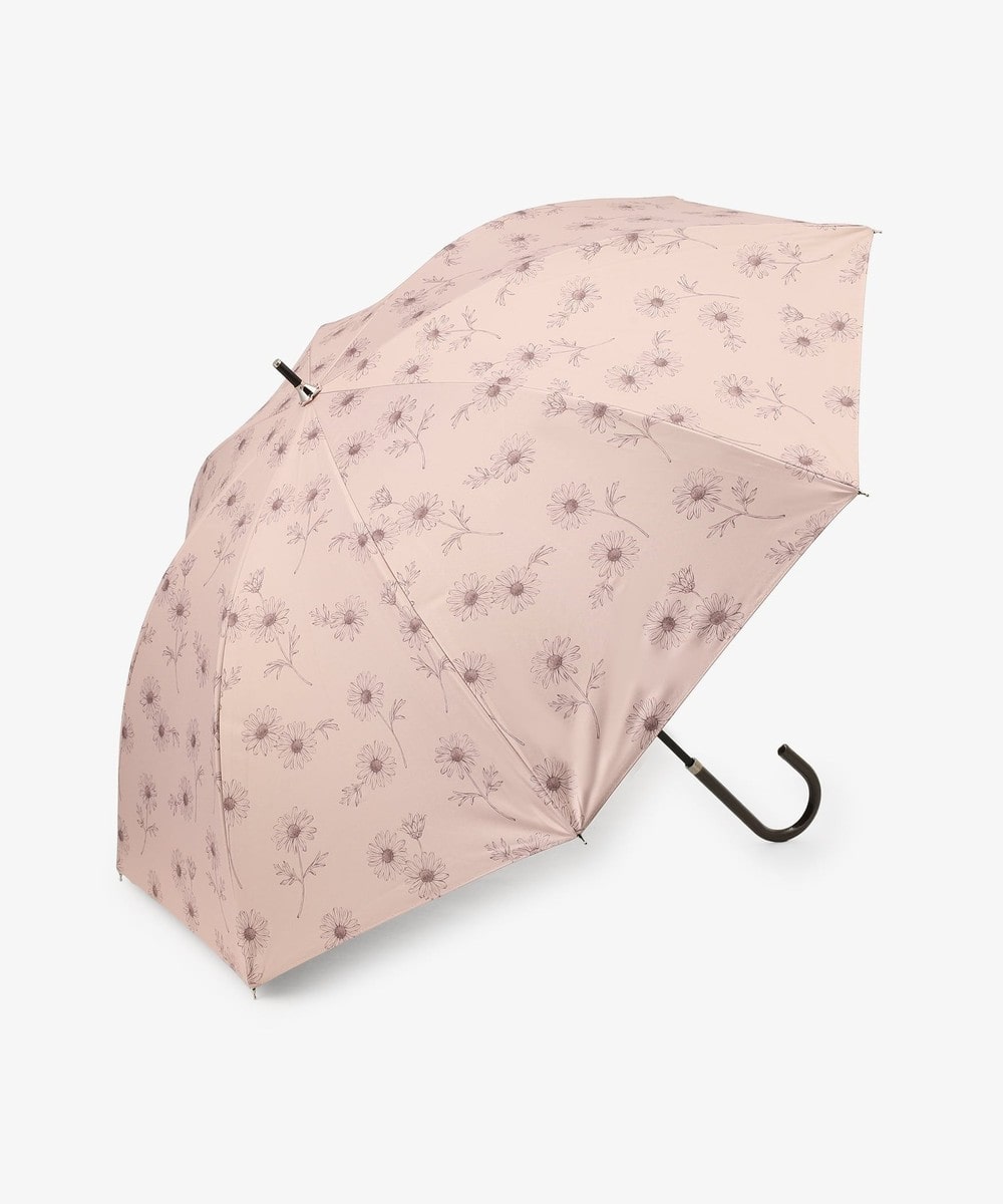 日傘（折りたたみ・長傘・晴雨兼用） 【UVカット率・遮光率100%生地使用】ラインフラワー軽量晴雨兼用長傘 日傘