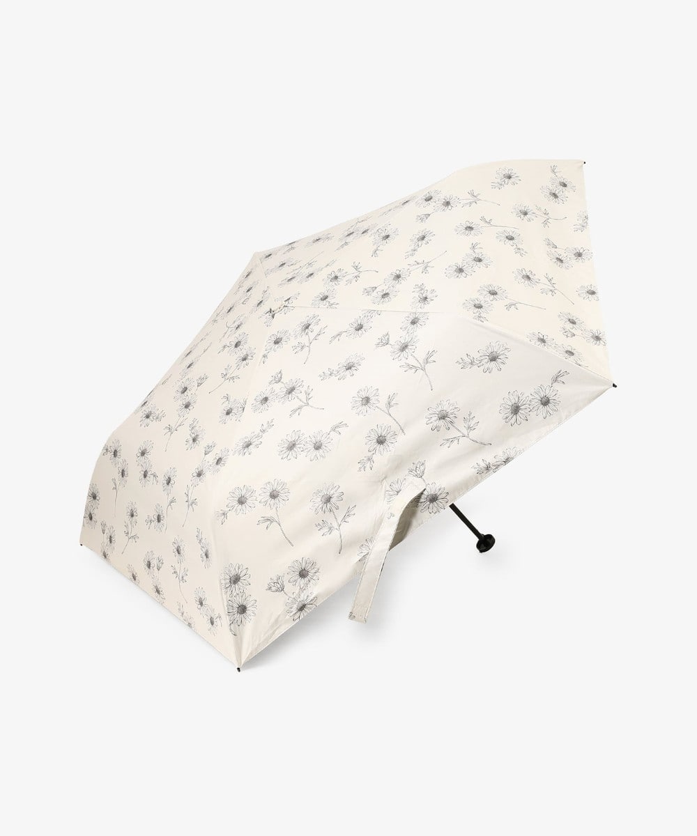 日傘（折りたたみ・長傘・晴雨兼用） 【UVカット率・遮光率100%生地使用】ラインフラワー軽量晴雨兼用折りたたみ傘 日傘