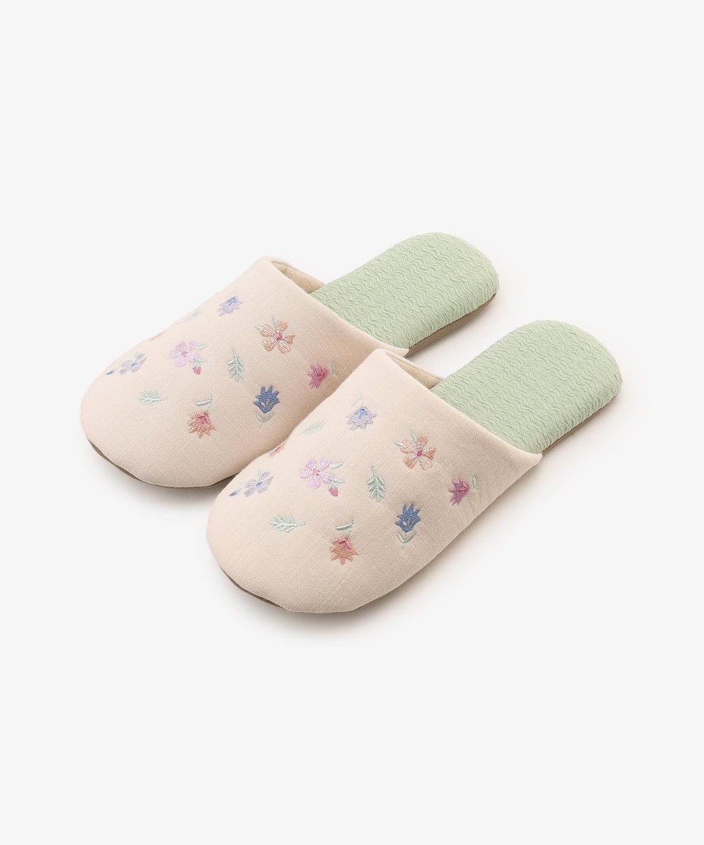 ルームシューズ・スリッパ フラワー刺繍ルームシューズ