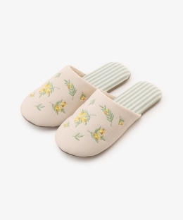 ミモザ刺繍ルームシューズ
