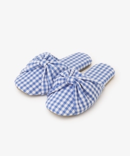 ギンガムチェックリボンルームシューズ