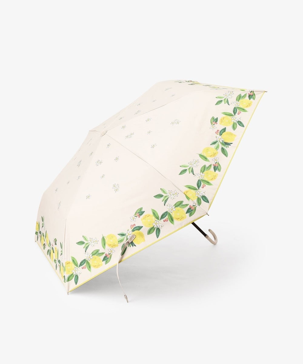 日傘（折りたたみ・長傘・晴雨兼用） 【UVカット率・遮光率100%生地使用】レモン小花晴雨兼用折りたたみ傘 日傘