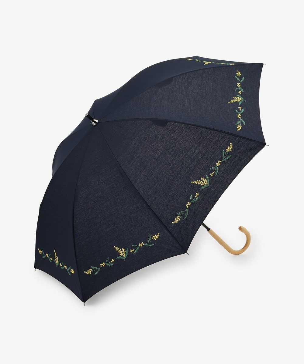 日傘（折りたたみ・長傘・晴雨兼用） ミモザ刺繍晴雨兼用長傘 日傘