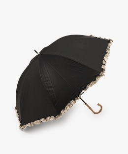 【UVカット率・遮光率100%生地使用】バイカラーフリル晴雨兼用長傘 日傘