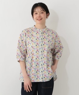バンドカラーブラウス/リバティプリント