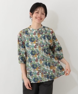 【オンラインストア・一部店舗限定】バンドカラーブラウス/リバティプリント