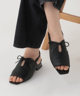 リボンクリアヒールサンダル