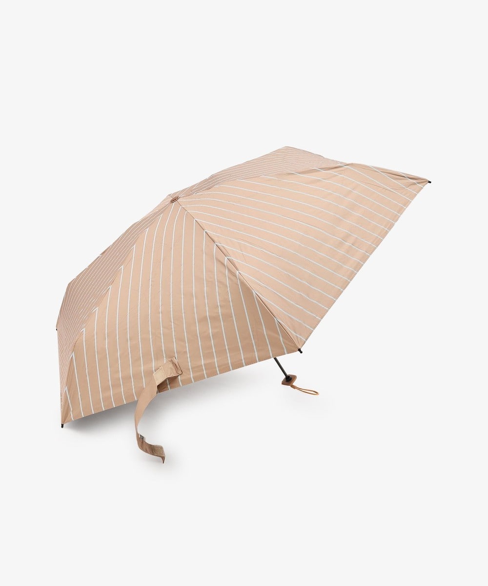 日傘（折りたたみ・長傘・晴雨兼用） 【UVカット率・遮光率100%生地使用】給水ポーチ付きストライプ晴雨兼用折りたたみ傘 日傘