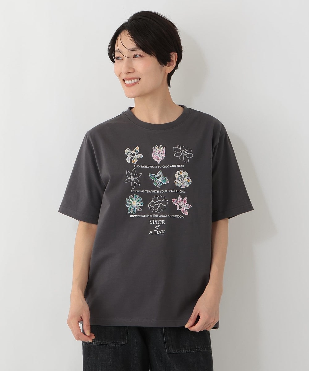 Tシャツ・カットソー パッチワーク刺繍Tシャツ/リバティプリント