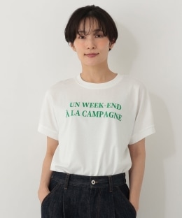 タイポグラフィ刺繍フレンチスリーブTシャツ