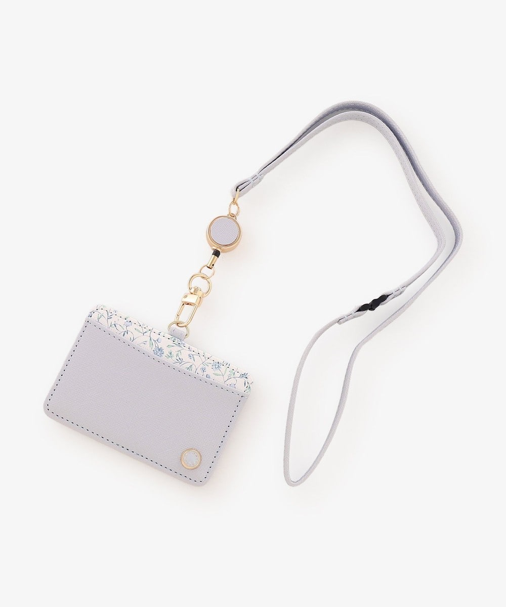 パスケース・IDケース フラワープリントコードリール付きIDケース