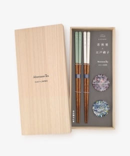 若狭塗抗菌夫婦箸&江戸硝子箸置きセット