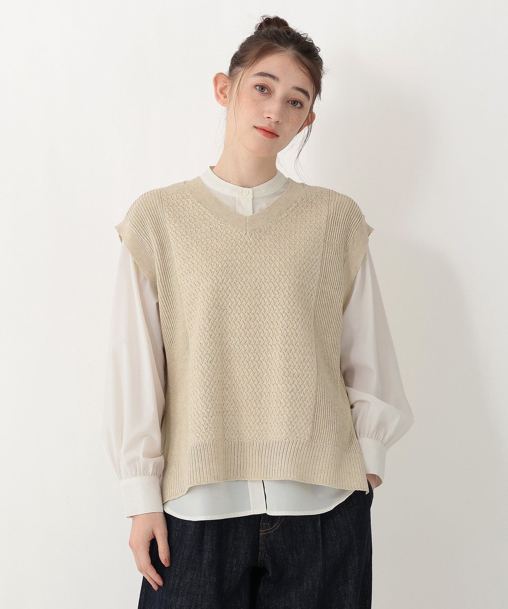 ニット 透かし編み2WAYベスト