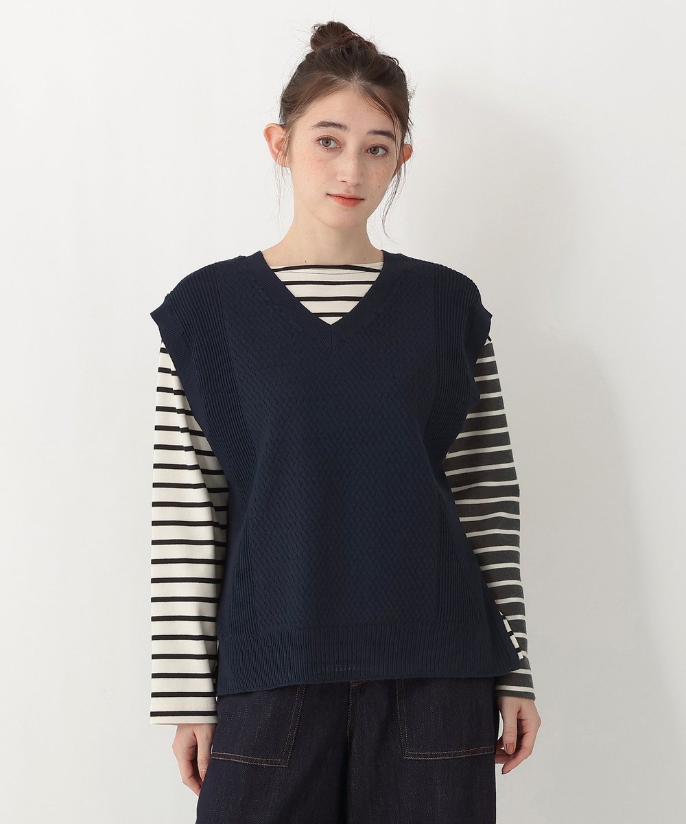 ニット 透かし編み2WAYベスト