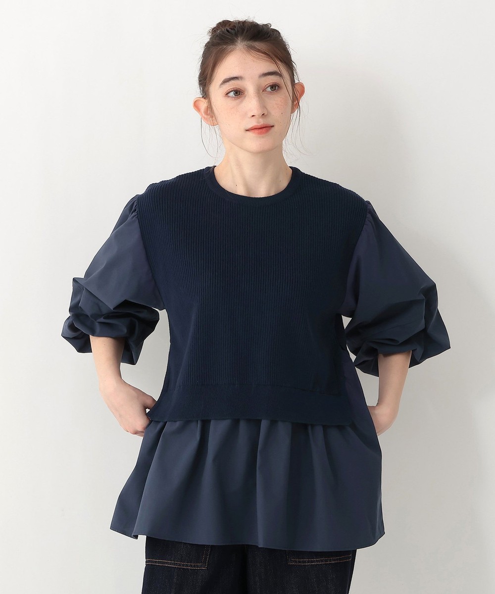 ニット リブドッキングプルオーバー