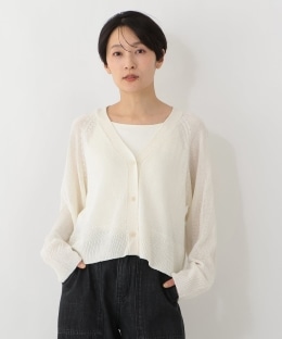 麻タッチVネックカーディガン