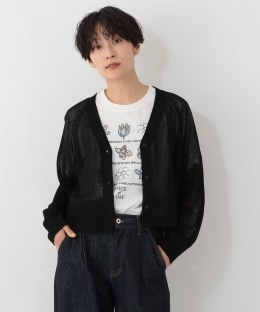 麻タッチVネックカーディガン