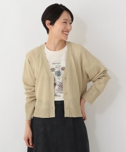 麻タッチVネックカーディガン