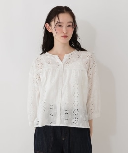 インド製シフリー刺繍キーネックブラウス